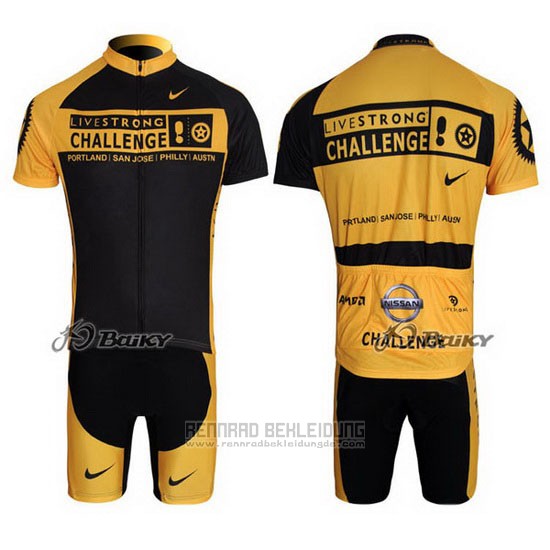 2009 Fahrradbekleidung Livestrong Gelb und Shwarz Trikot Kurzarm und Tragerhose