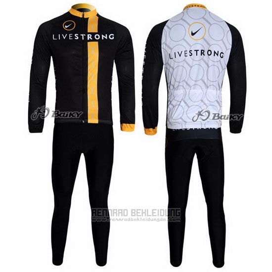 2011 Fahrradbekleidung Livestrong Shwarz und Gelb Trikot Langarm und Tragerhose