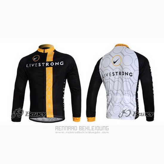 2011 Fahrradbekleidung Livestrong Shwarz und Gelb Trikot Langarm und Tragerhose