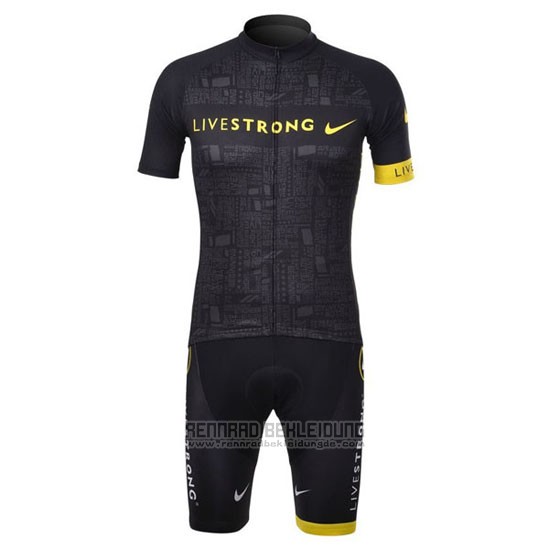 2012 Fahrradbekleidung Livestrong Shwarz Trikot Kurzarm und Tragerhose