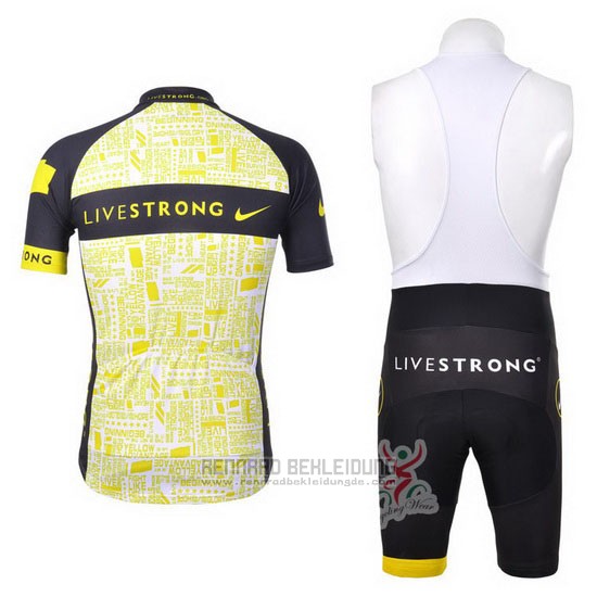 2012 Fahrradbekleidung Livestrong Shwarz und Gelb Trikot Kurzarm und Tragerhose