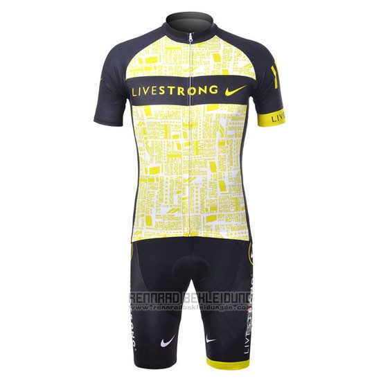 2012 Fahrradbekleidung Livestrong Shwarz und Gelb Trikot Kurzarm und Tragerhose - zum Schließen ins Bild klicken