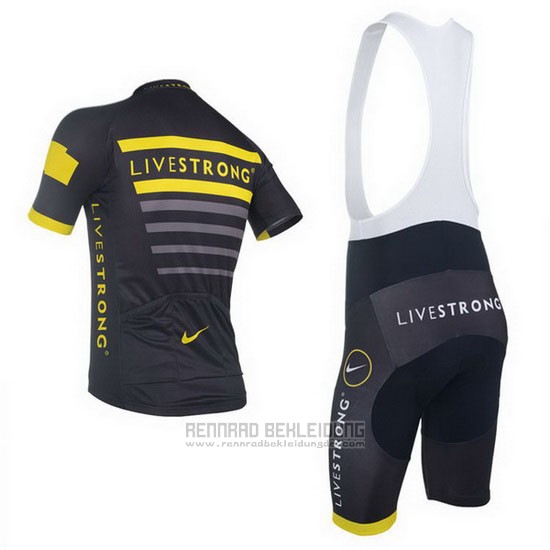 2013 Fahrradbekleidung Livestrong Shwarz und Gelb Trikot Kurzarm und Tragerhose