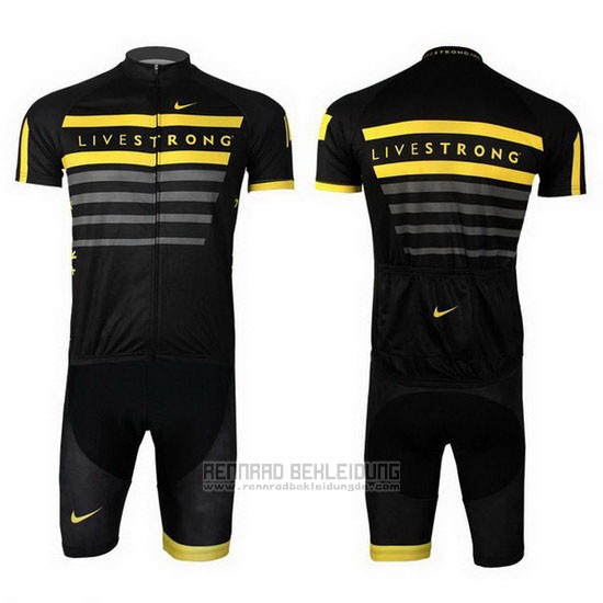 2013 Fahrradbekleidung Livestrong Shwarz und Gelb Trikot Kurzarm und Tragerhose - zum Schließen ins Bild klicken