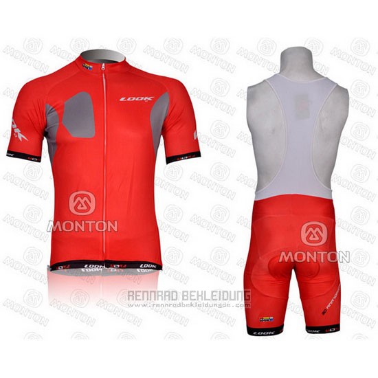 2011 Fahrradbekleidung Look Rot Trikot Kurzarm und Tragerhose