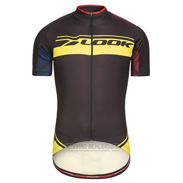 2017 Fahrradbekleidung Look Pro Equipo Shwarz und Gelb Trikot Kurzarm und Tragerhose