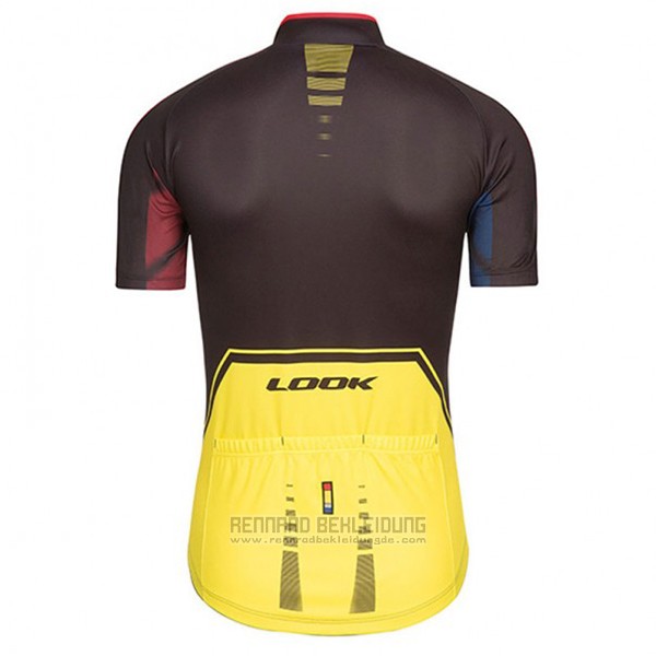 2017 Fahrradbekleidung Look Pro Equipo Shwarz und Gelb Trikot Kurzarm und Tragerhose