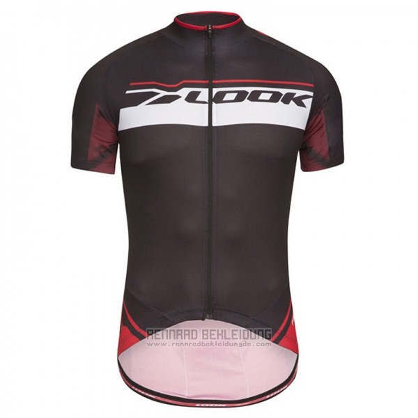 2017 Fahrradbekleidung Look Pro Equipo Shwarz und Rot Trikot Kurzarm und Tragerhose