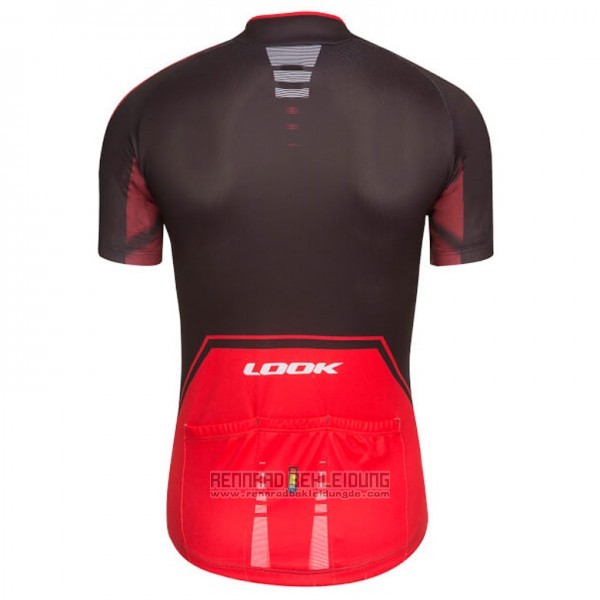 2017 Fahrradbekleidung Look Pro Equipo Shwarz und Rot Trikot Kurzarm und Tragerhose