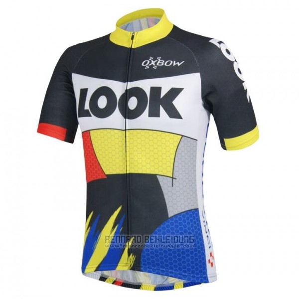 2018 Fahrradbekleidung Look Shwarz Gelb Blau Trikot Kurzarm Tragerhose