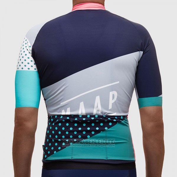 2017 Fahrradbekleidung Maap Grau und Azurblau Trikot Kurzarm und Tragerhose