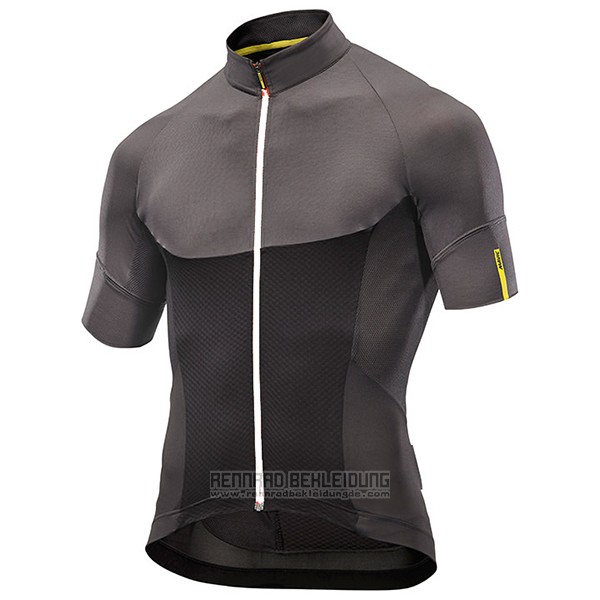 2017 Fahrradbekleidung Mavic Shwarz und Grau Trikot Kurzarm und Tragerhose