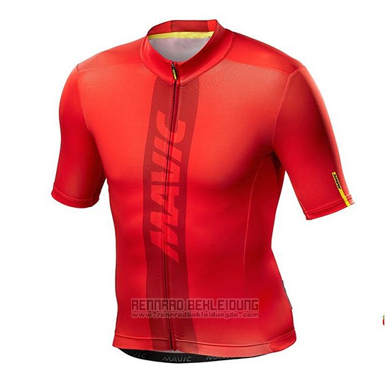 2018 Fahrradbekleidung Mavic Rot Trikot Kurzarm und Tragerhose