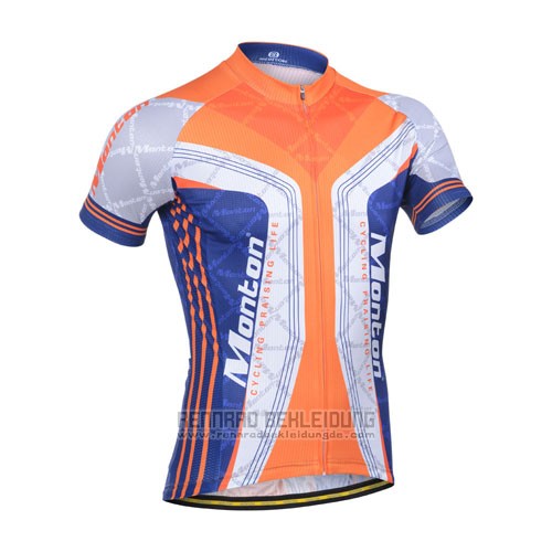 2014 Fahrradbekleidung Monton Blau und Orange Trikot Kurzarm und Tragerhose