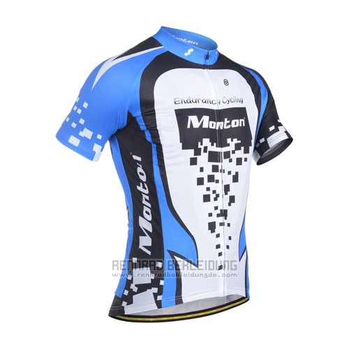 2014 Fahrradbekleidung Monton Blau und Wei Trikot Kurzarm und Tragerhose