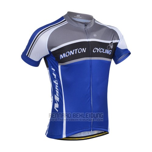 2014 Fahrradbekleidung Monton Grau und Blau Trikot Kurzarm und Tragerhose - zum Schließen ins Bild klicken