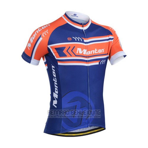 2014 Fahrradbekleidung Monton Orange und Blau Trikot Kurzarm und Tragerhose