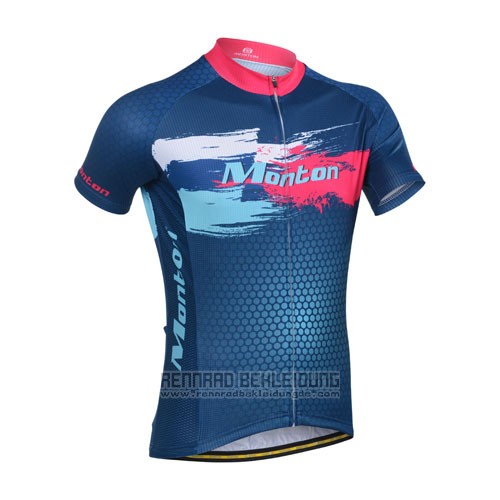 2014 Fahrradbekleidung Monton Rot und Blau Trikot Kurzarm und Tragerhose