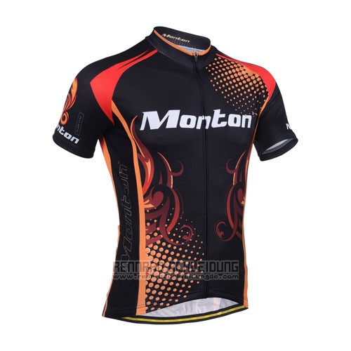 2014 Fahrradbekleidung Monton Rot und Orange Trikot Kurzarm und Tragerhose