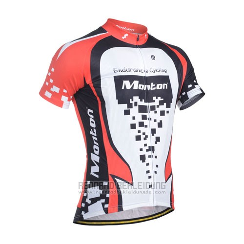 2014 Fahrradbekleidung Monton Rot und Wei Trikot Kurzarm und Tragerhose