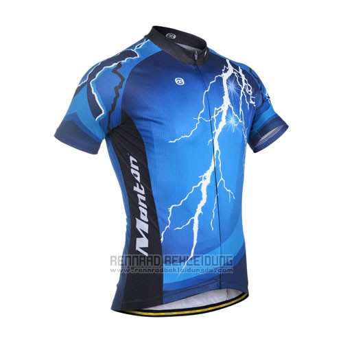 2014 Fahrradbekleidung Monton Shwarz und Blau Trikot Kurzarm und Tragerhose