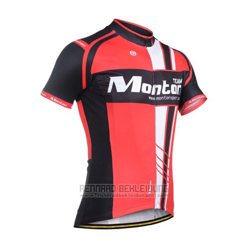 2014 Fahrradbekleidung Monton Shwarz und Rot Trikot Kurzarm und Tragerhose