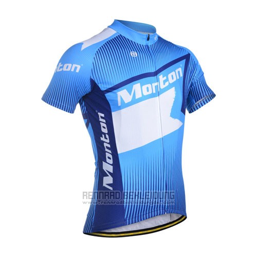 2014 Fahrradbekleidung Monton Wei und Blau Trikot Kurzarm und Tragerhose