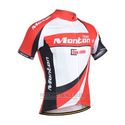 2014 Fahrradbekleidung Monton Wei und Rot Trikot Kurzarm und Tragerhose