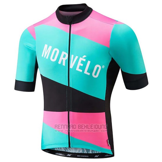 2018 Fahrradbekleidung Morvelo Grun und Rosa Trikot Kurzarm und Tragerhose