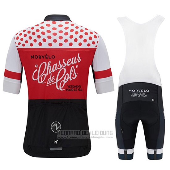 2018 Fahrradbekleidung Morvelo Rot und Shwarz Trikot Kurzarm und Tragerhose