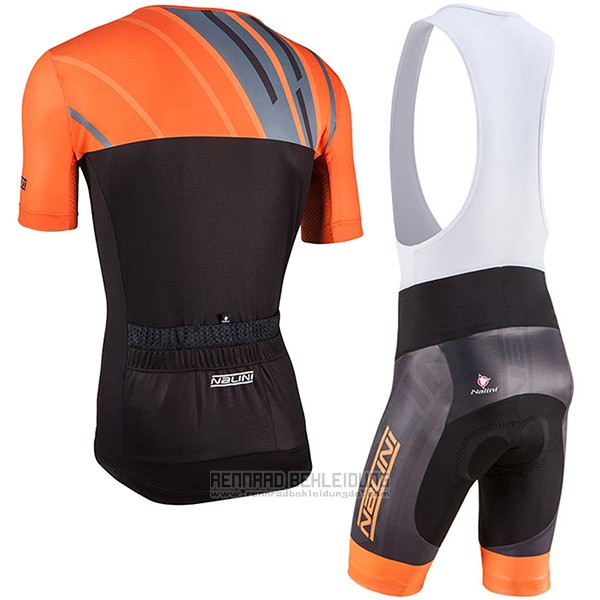 2017 Fahrradbekleidung Nalini Roma Shwarz und Orange Trikot Kurzarm und Tragerhose