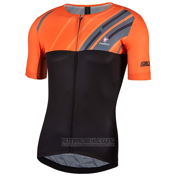 2017 Fahrradbekleidung Nalini Roma Shwarz und Orange Trikot Kurzarm und Tragerhose