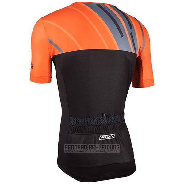 2017 Fahrradbekleidung Nalini Roma Shwarz und Orange Trikot Kurzarm und Tragerhose