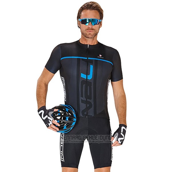 2017 Fahrradbekleidung Nalini Speed Shwarz und Blau Trikot Kurzarm und Tragerhose