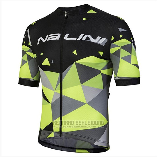 2018 Fahrradbekleidung Nalini Ahs Discesa Shwarz und Grun Trikot Kurzarm und Tragerhose