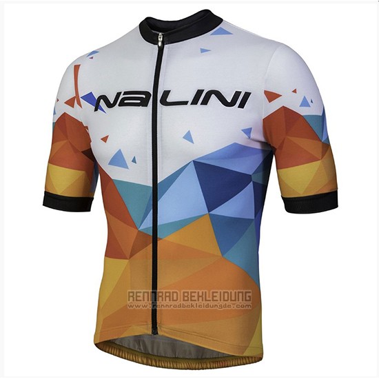 2018 Fahrradbekleidung Nalini Ahs Discesa Wei und Orange Trikot Kurzarm und Tragerhose - zum Schließen ins Bild klicken