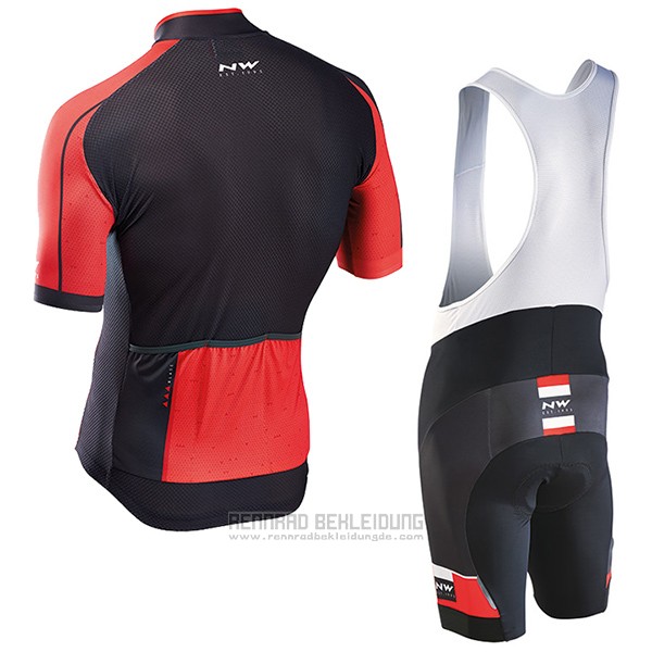 2017 Fahrradbekleidung Northwave Blade Shwarz und Rot Trikot Kurzarm und Tragerhose