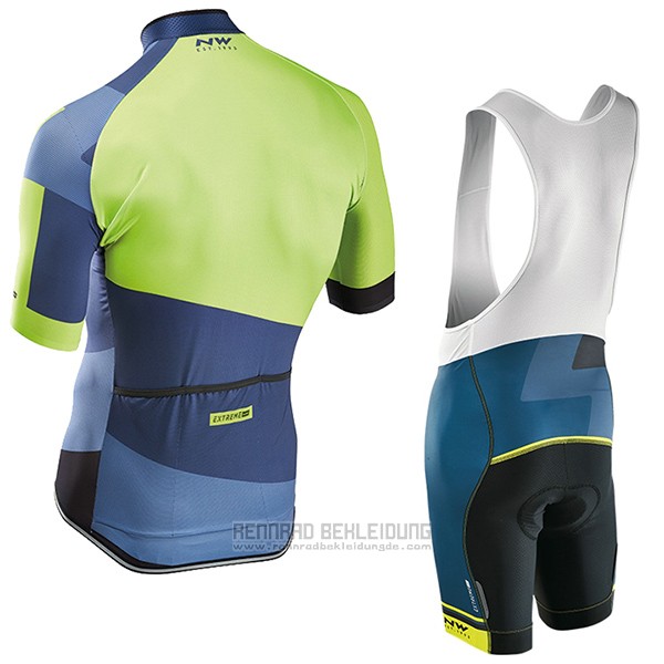 2017 Fahrradbekleidung Northwave Extreme Grun und Blau Trikot Kurzarm und Tragerhose