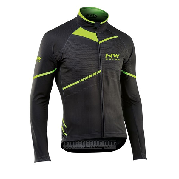2017 Fahrradbekleidung Northwave Ml Shwarz und Grun Trikot Langarm und Tragerhose