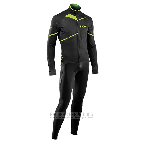 2017 Fahrradbekleidung Northwave Ml Shwarz und Grun Trikot Langarm und Tragerhose