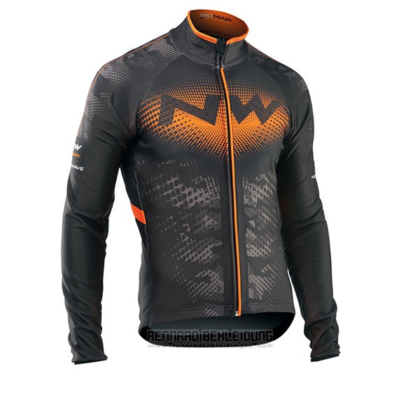 2017 Fahrradbekleidung Northwave Ml Shwarz und Orange Trikot Langarm und Tragerhose