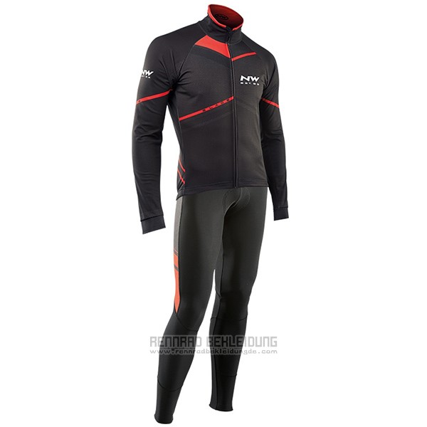 2017 Fahrradbekleidung Northwave Ml Shwarz und Rot Trikot Langarm und Tragerhose