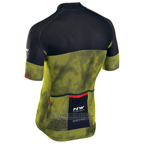 2018 Fahrradbekleidung Northwave Shwarz Gelb Trikot Kurzarm Tragerhose