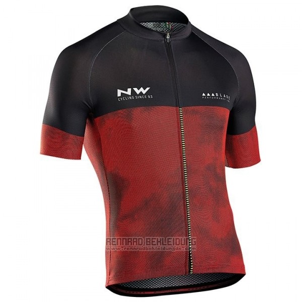 2018 Fahrradbekleidung Northwave Shwarz Rot Trikot Kurzarm Tragerhose