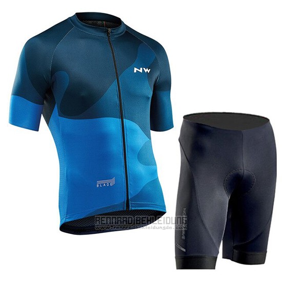 2019 Fahrradbekleidung Northwave Blau Trikot Kurzarm und Tragerhose