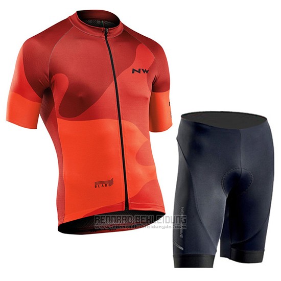 2019 Fahrradbekleidung Northwave Orange Trikot Kurzarm und Tragerhose - zum Schließen ins Bild klicken