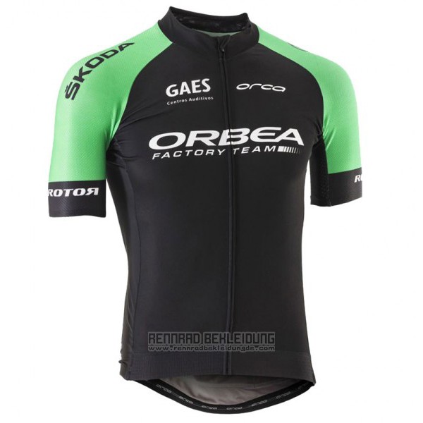 2017 Fahrradbekleidung Orbea Shwarz und Grun Trikot Kurzarm und Tragerhose - zum Schließen ins Bild klicken