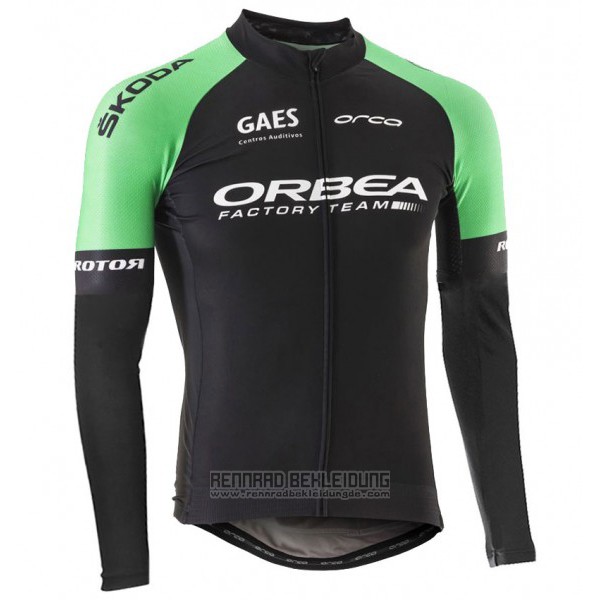 2017 Fahrradbekleidung Orbea Shwarz und Grun Trikot Langarm und Tragerhose - zum Schließen ins Bild klicken