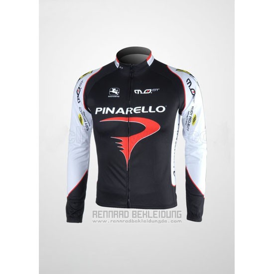 2010 Fahrradbekleidung Pinarello Shwarz und Wei Trikot Langarm und Tragerhose