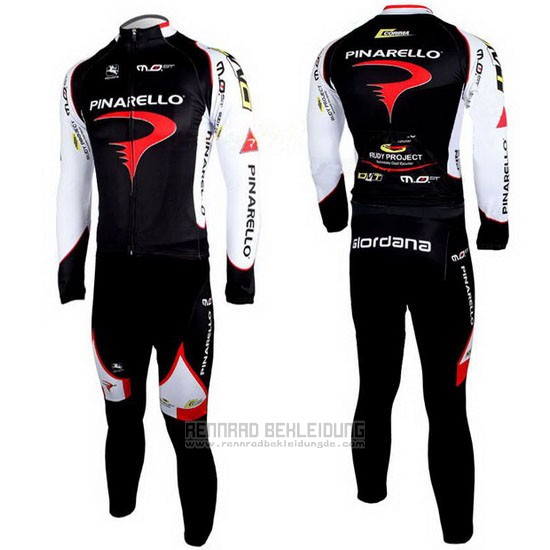 2010 Fahrradbekleidung Pinarello Shwarz und Wei Trikot Langarm und Tragerhose